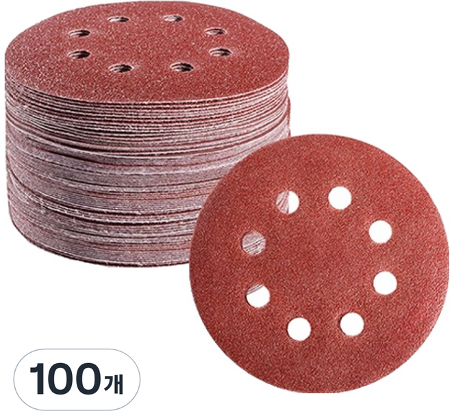 OON 8홀 밸크로 그라인더 원형사포 100방, 100개