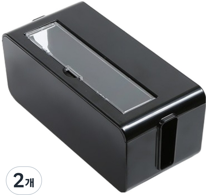 히키스 심플인테리어 케이블 전선정리 투명커버 멀티탭박스, 블랙, 2개
