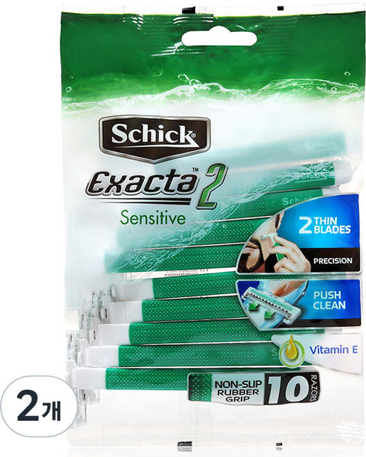 쉬크 이그젝타 2 센서티브 일회용 면도기, 10개입, 2개