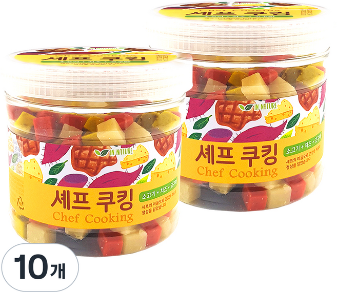 퍼피아이 강아지 셰프쿠킹 통간식, 혼합맛(소고기/치즈/고구마), 400g, 10개