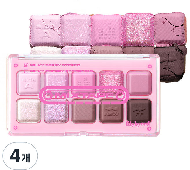 릴리바이레드 무드 키보드 아이팔레트, 09 밀키베리 스테레오, 4개