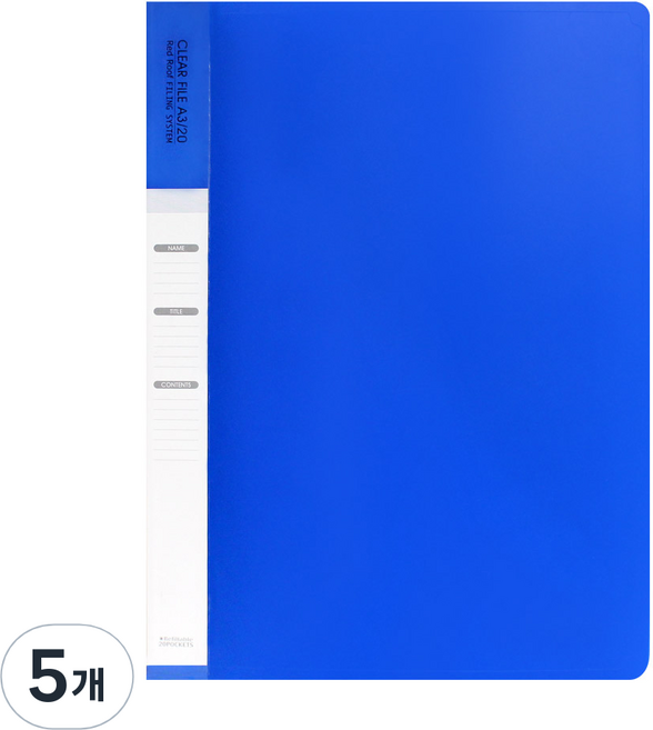 빅드림 속지 20매 OA 클리어화일 A3, 블루, 5개