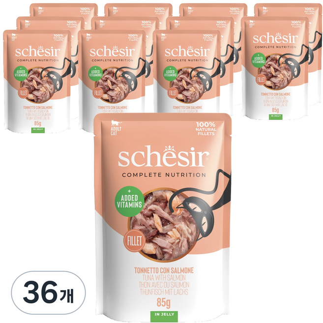 스케지어 어덜트 고양이 주식 파우치, 85g, 36개, 연어+참치
