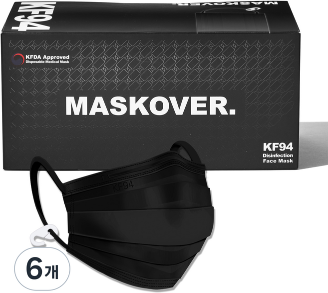 마스크오버 엠에프 황사 방역 마스크 고리형 KF94, 50개입, 6개, 블랙
