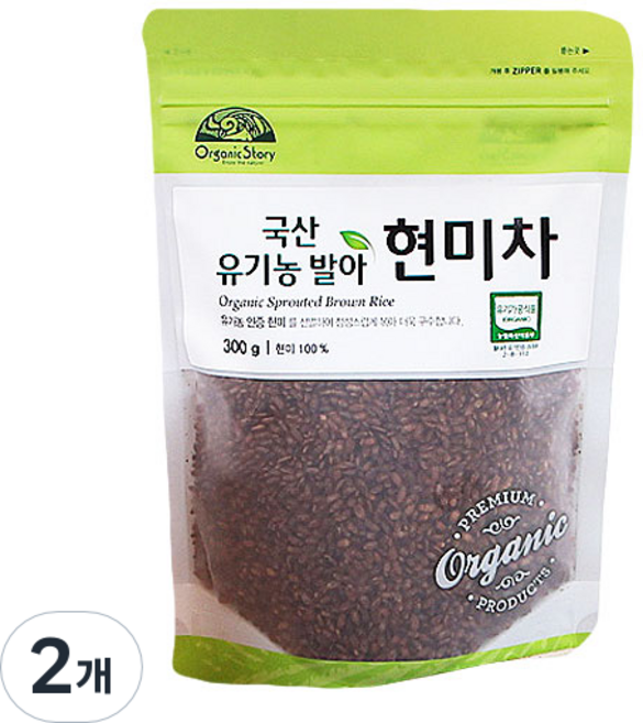 OrganicStory 국산 유기농발아 현미차, 300g, 2개