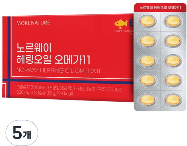 모어네이처 노르웨이 헤링오일 오메가11, 5개, 30정