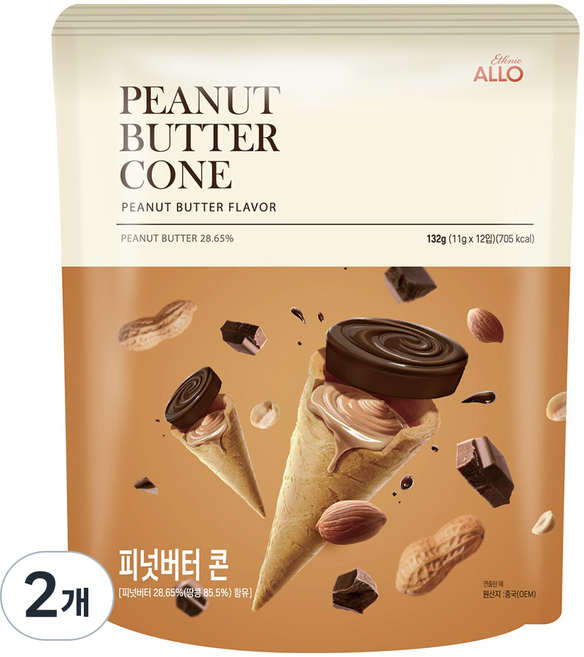 스내픽 피넛 버터콘, 2개, 132g