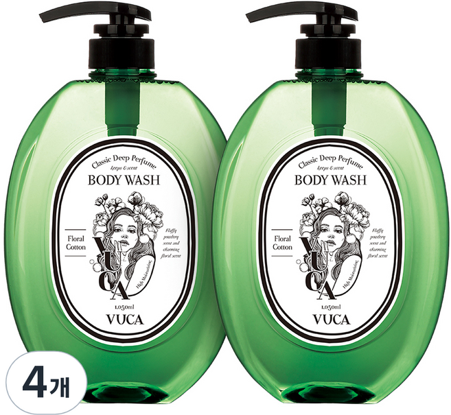 뷰카 클래식 딥 퍼퓸 바디워시 프로럴코튼향, 1.05L, 4개