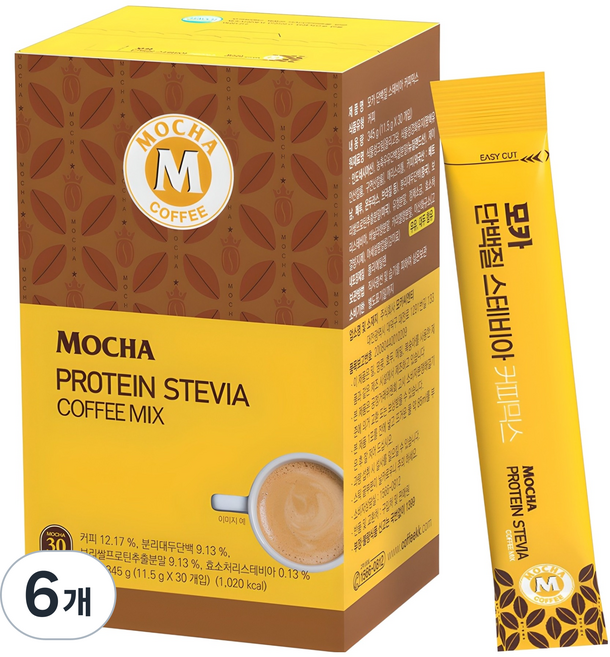 모카씨엔티 단백질 스테비아 커피믹스, 11.5g, 30개입, 6개