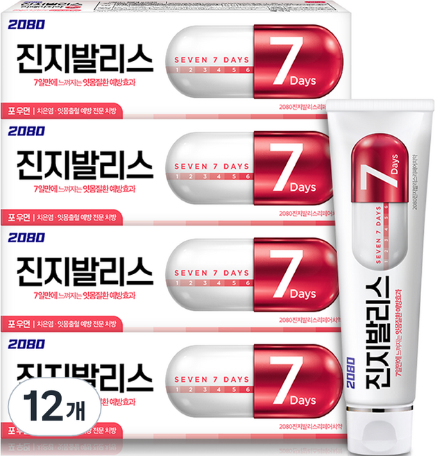 2080 진지발리스 리페어 민감잇몸 치약, 100g, 12개