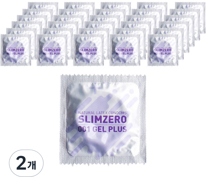슬림제로 001 울트라씬 젤 플러스 일반형 콘돔, 100개입, 2개