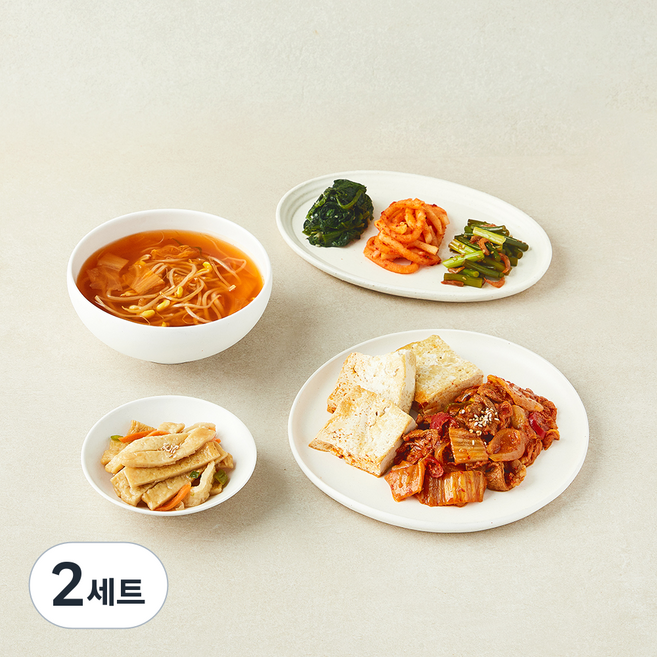 오첩 한끼식단 3-4인분 1.86kg 국 + 요리 + 반찬4p 세트, 2세트