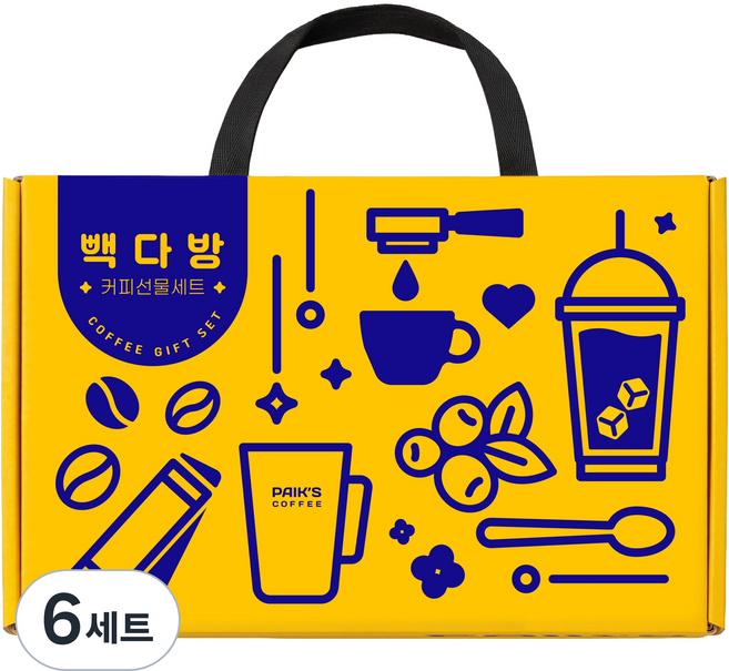 TBK 빽다방 커피 선물세트, 6세트, 스위트블랙 20p + 아메리카노 20p + 커피믹스 20p