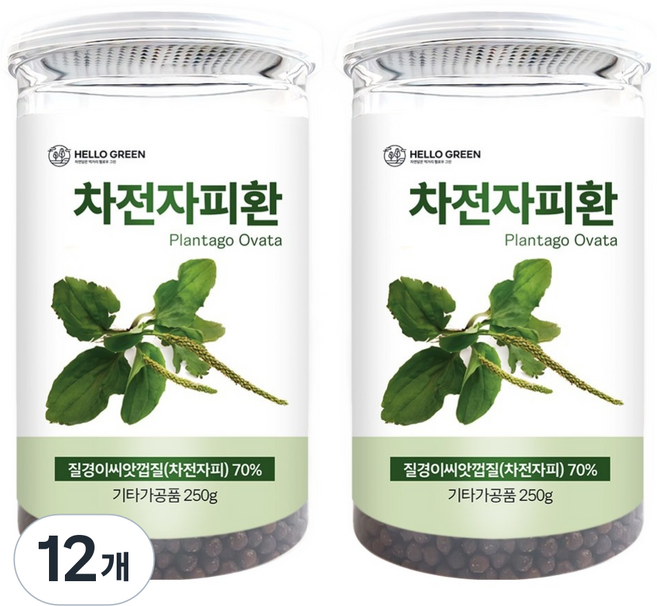헬로우그린 차전자피환 통, 12개, 250g