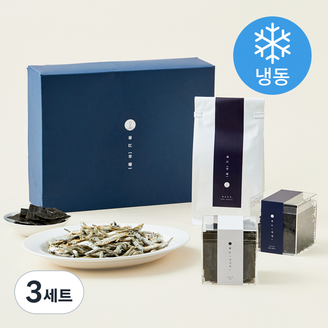 앵강마켓 남해 죽방멸치 160g + 미역 40g + 다시마 50g 3호선물세트 + 쇼핑백 (냉동), 3세트