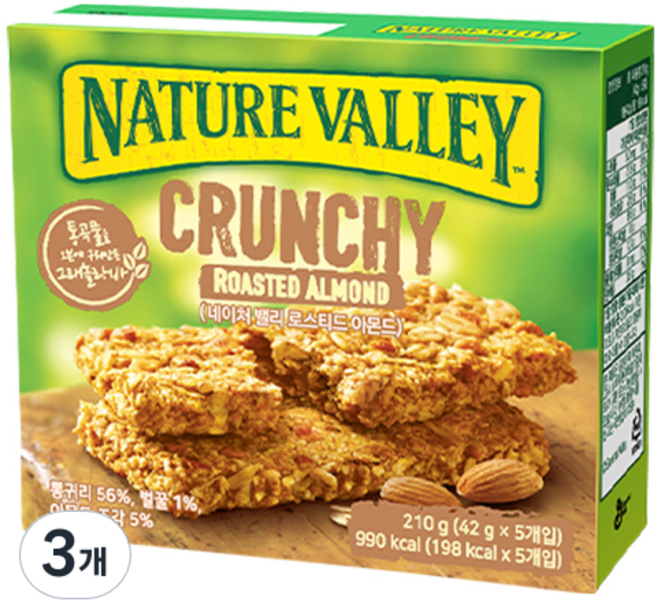 네이쳐밸리 크런치 로스티드 아몬드 바, 3개, 210g