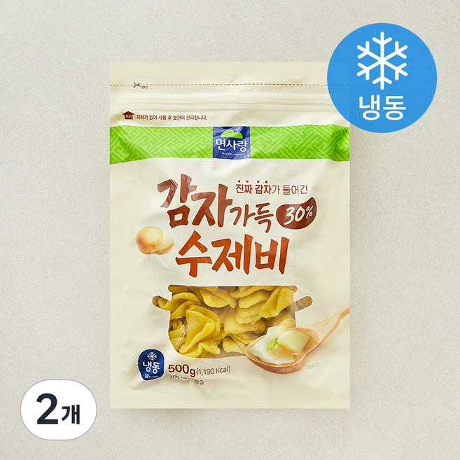 면사랑 감자가득 30% 수제비 (냉동), 500g, 2개