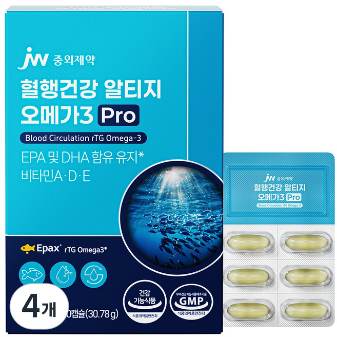 JW중외제약 혈행건강 알티지 오메가3 Pro 30.78g, 4개, 30정
