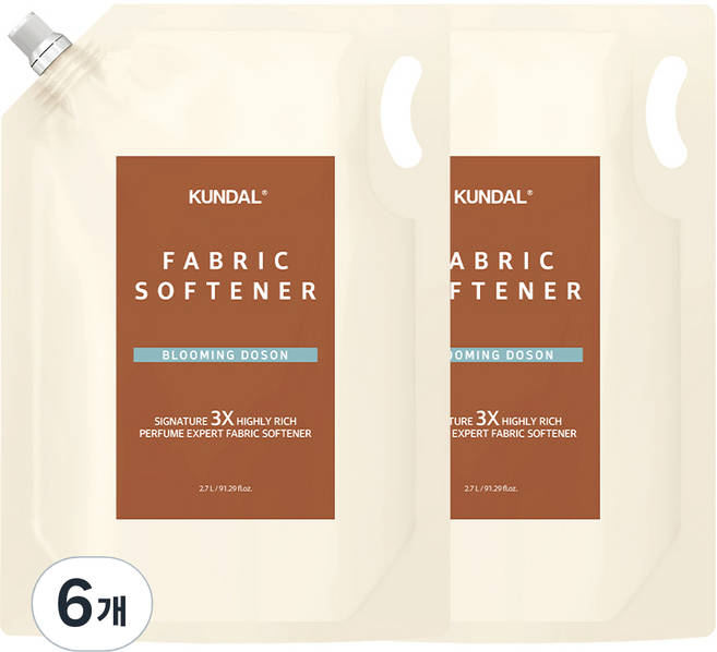 쿤달 초고농축 섬유유연제 블루밍도손향 리필, 2.7L, 6개