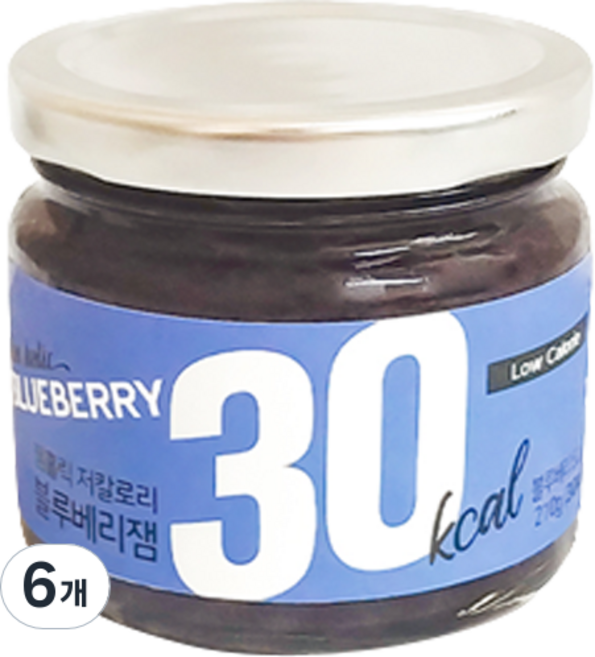 잼홀릭 저칼로리 콩포트 블루베리잼, 6개, 200g