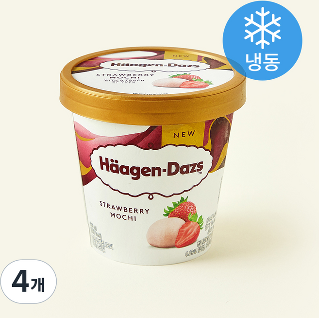 하겐다즈 파인트 스트로베리 모찌 아이스크림 (냉동), 4개, 1개입, 403ml