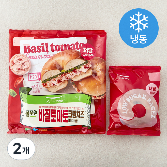 풀무원 바질 토마토 크림치즈 베이글 3개입 (냉동), 435g, 2개