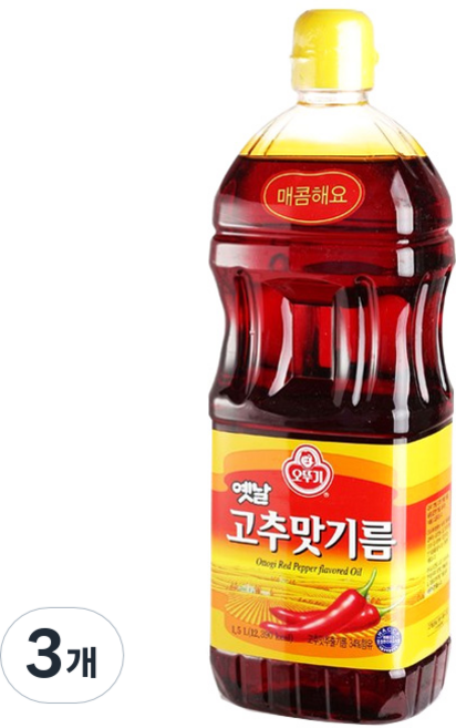 오뚜기옛날 고추맛기름, 1.5L, 3개