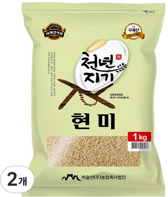 천년지기 국내산 현미, 1kg, 2개