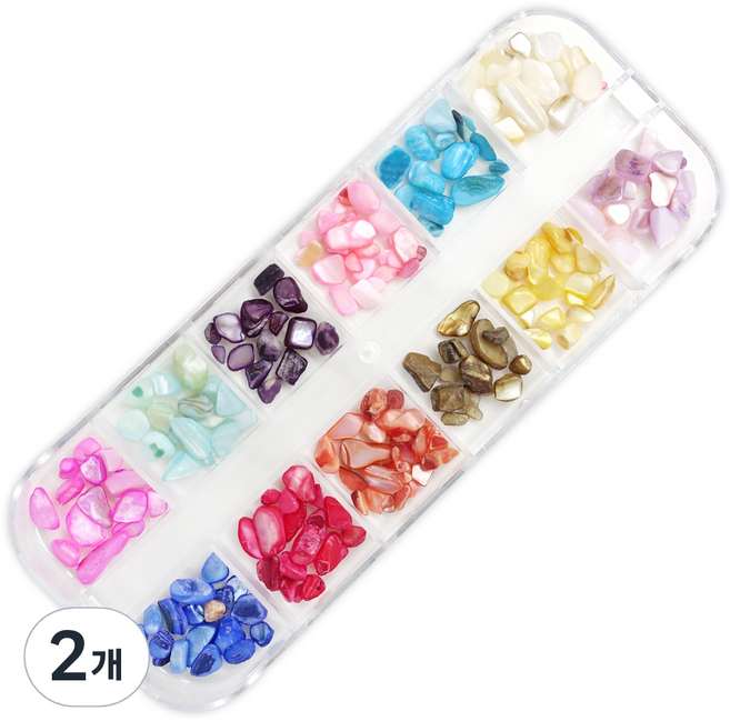 시크핏 조약돌 자개네일 글리터 세트, 혼합색상, 2개