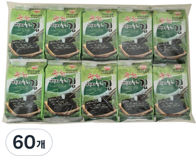 해저식품 광천해저 녹차김, 4g, 60개