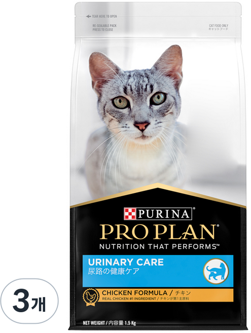 프로플랜 고양이 어덜트 기능성 사료, 닭, 1.5kg, 3개
