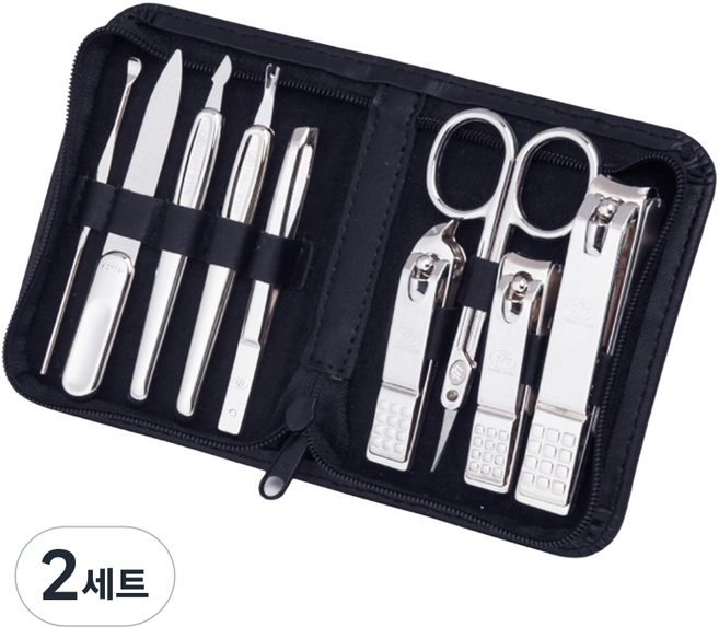777 루이본 고급 손톱깎이 9종 세트, 블랙, 2세트