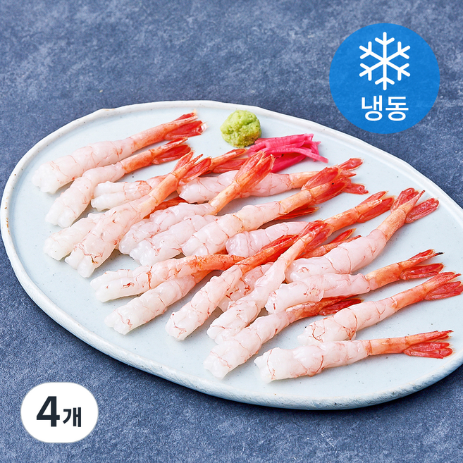 북방도화새우살 포장횟감 20미 (냉동), 4개, 95g(3L)