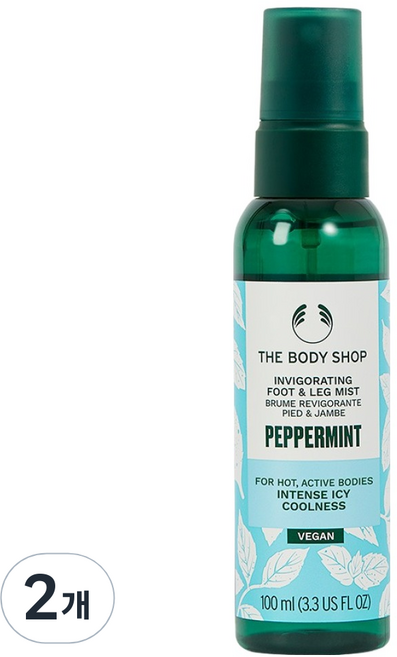 더바디샵 인비거레이팅 풋 레그 미스트 페퍼민트, 1개입, 2개, 100ml