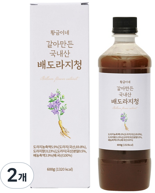 황금이네 국내산 갈아만든 배도라지청, 600g, 1개입, 2개