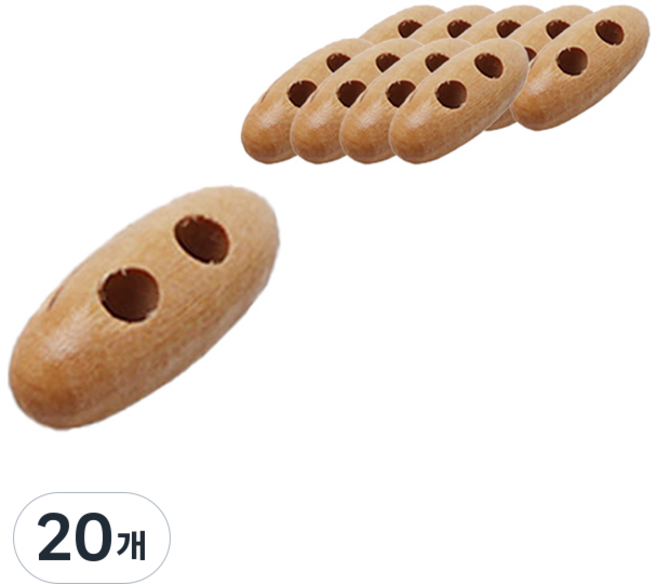 동대문단추왕 떡볶이 총알 우드 단추 30mm, 원색, 20개