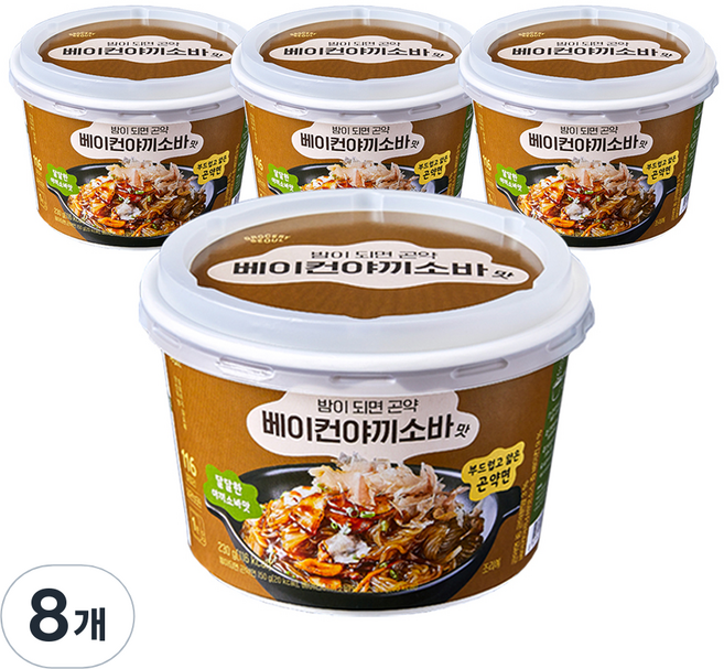 그로서리서울 밤이되면 곤약면 베이컨야끼소바맛, 230g, 8개