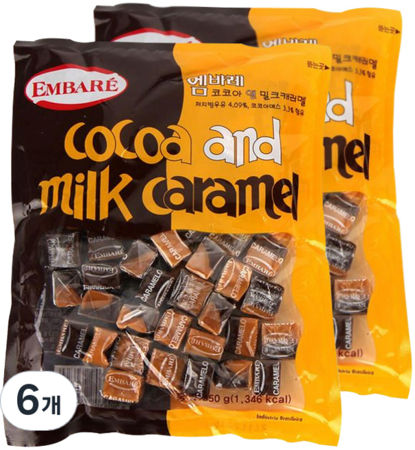 엠바레 코코아 앤 밀크 캐러멜, 6개, 350g