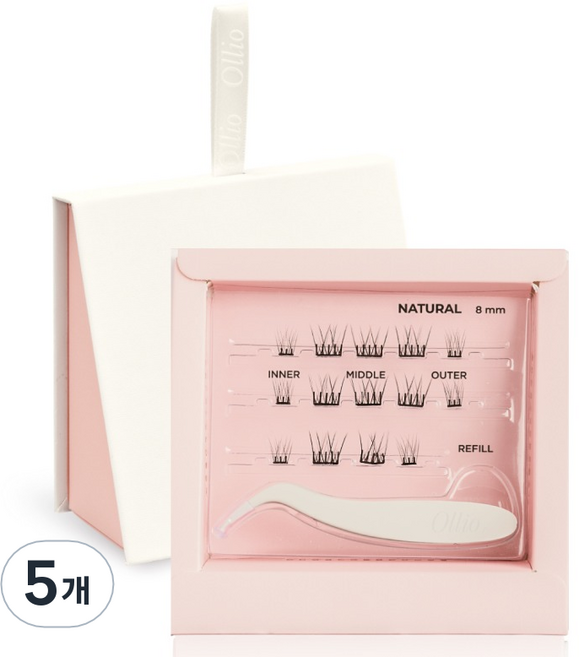 Ollio 노글루 속눈썹 키트 내추럴, 5개