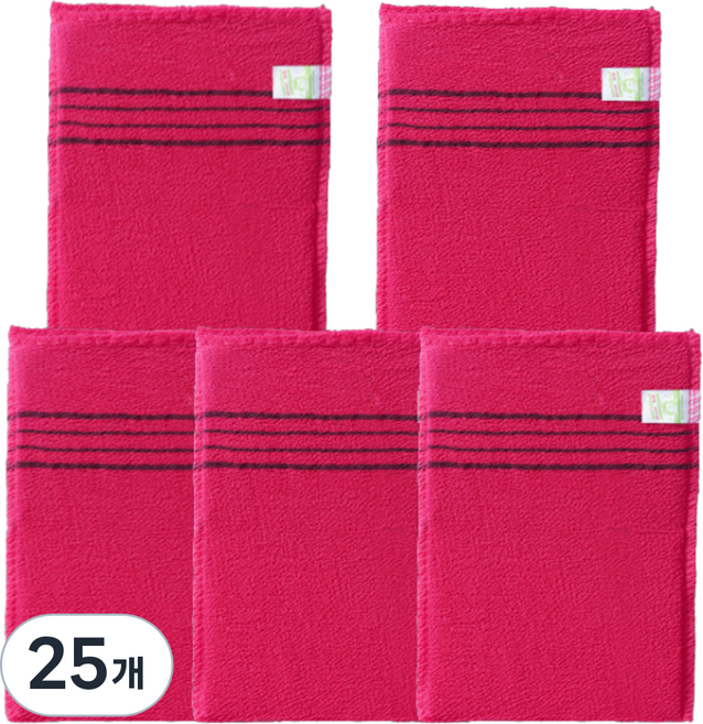 꾸지 고급 때밀이 이태리 타월, 레드, 25개, 1개입