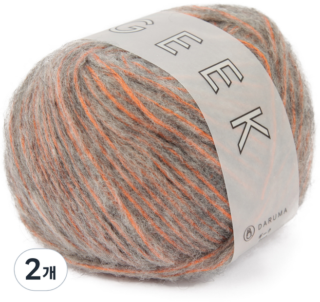 DARUMA 橫田株式會社 Brand Yarn GEEK針織線, 70m, 03 灰色 螢光橘, 2個