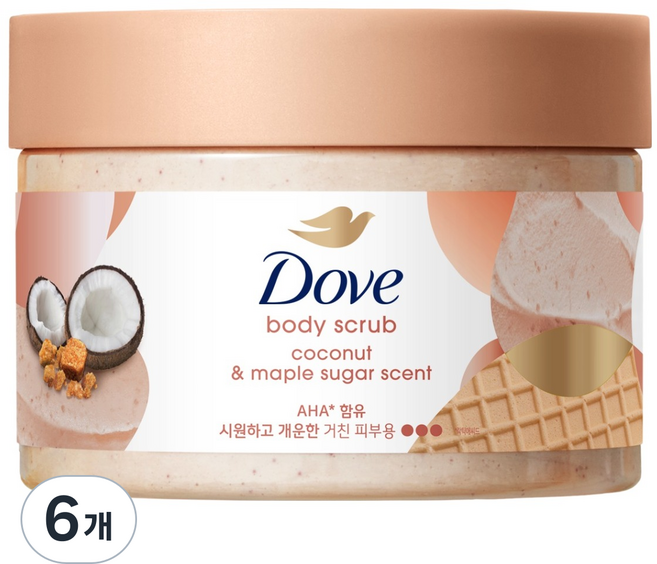Dove 多芬 身體磨砂膏 椰子與楓糖蜜糖香, 6個, 298g