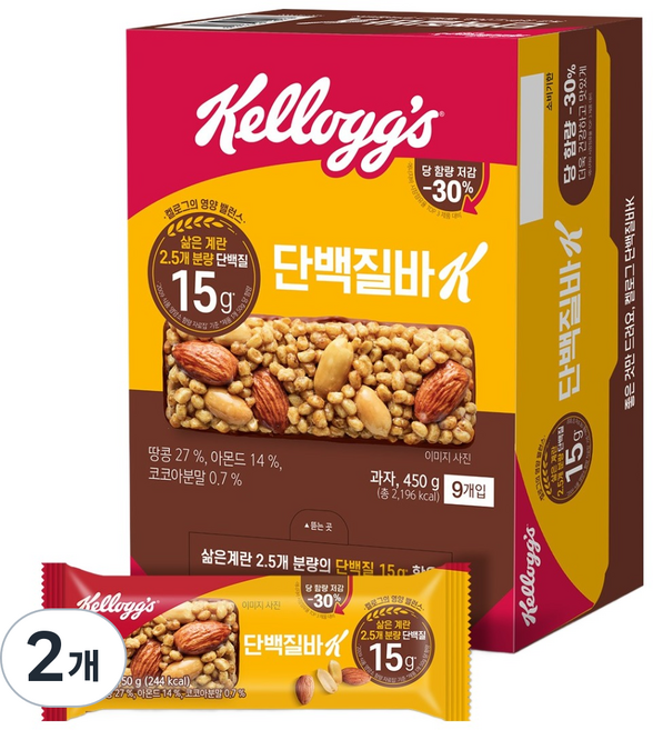 켈로그 단백질바K, 450g, 2개