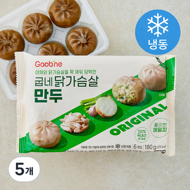 굽네 닭가슴살 만두 6개입 (냉동), 180g, 5개