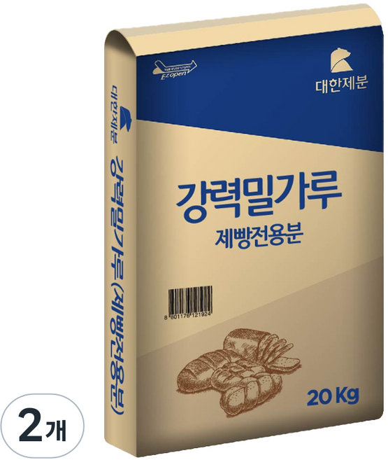 대한제분 강력밀가루 제빵전용분, 20kg, 2개