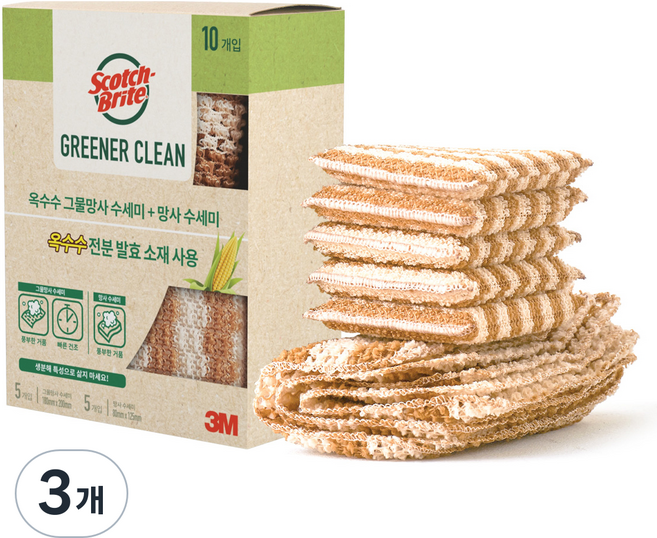 스카치브라이트 옥수수 망사 수세미 2종, 10개입, 3개