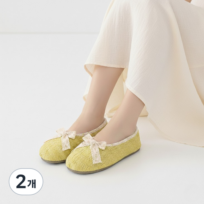 마켓피아 유치원 어린이집교사 미끄럼방지 덧신 실내화, 04 머스타드 옐로우, 2개