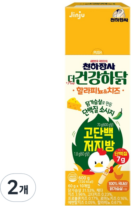 건강하닭 할라피뇨 앤 치즈 소시지, 600g, 2개