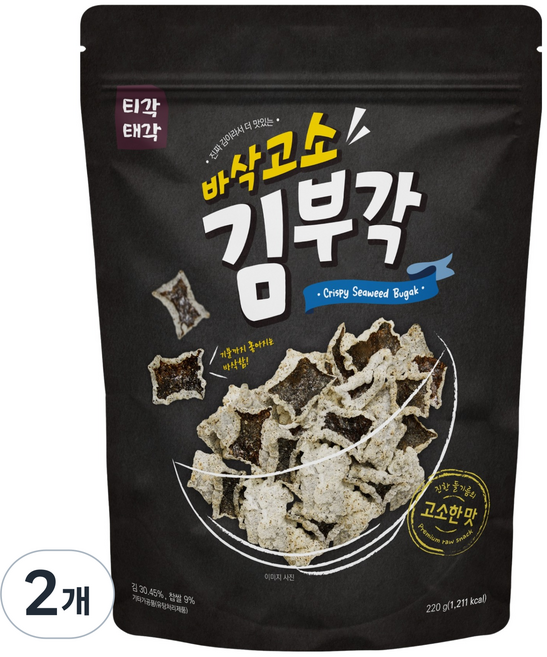 Tigak Taegak 酥脆香鹹海苔脆片, 2個, 220g