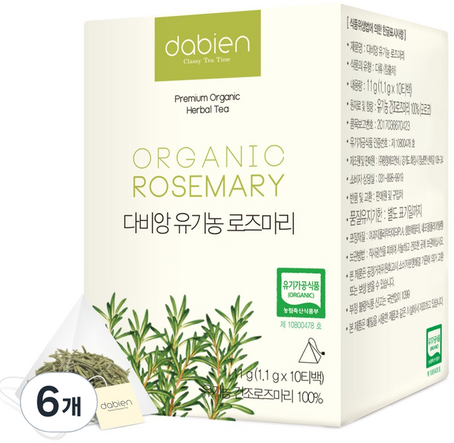 dabien 迷迭香茶茶包, 1.1g, 10片, 6個